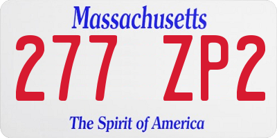 MA license plate 277ZP2