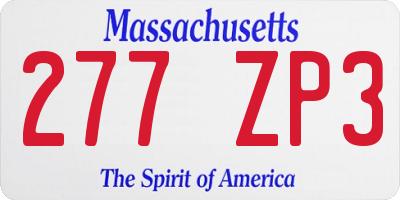 MA license plate 277ZP3