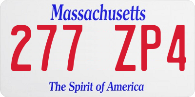 MA license plate 277ZP4