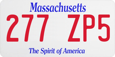 MA license plate 277ZP5