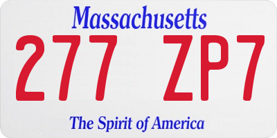 MA license plate 277ZP7
