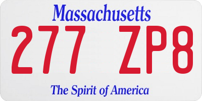 MA license plate 277ZP8