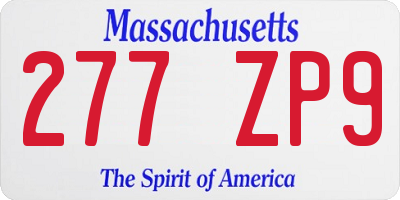 MA license plate 277ZP9