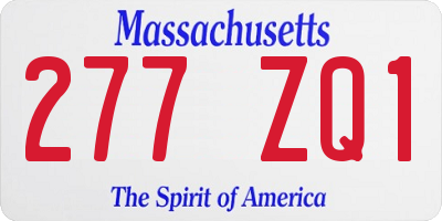 MA license plate 277ZQ1