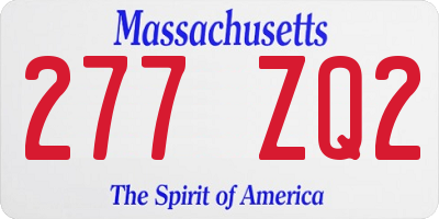 MA license plate 277ZQ2