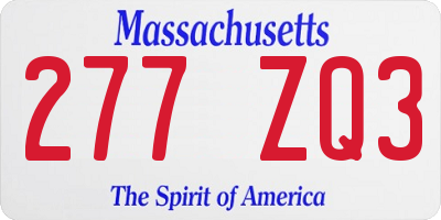 MA license plate 277ZQ3
