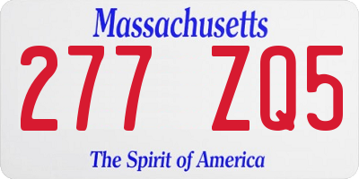MA license plate 277ZQ5