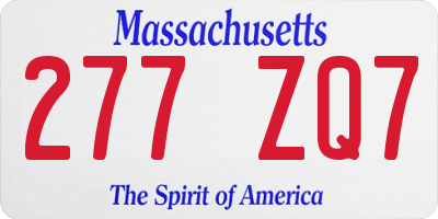 MA license plate 277ZQ7
