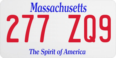 MA license plate 277ZQ9