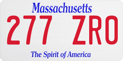 MA license plate 277ZR0