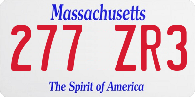 MA license plate 277ZR3