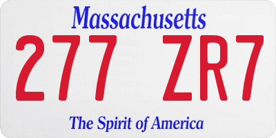 MA license plate 277ZR7
