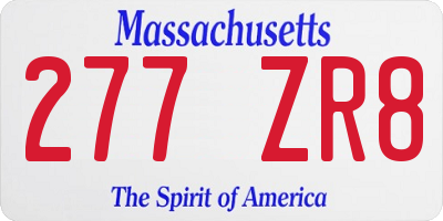 MA license plate 277ZR8