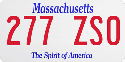 MA license plate 277ZS0