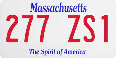 MA license plate 277ZS1
