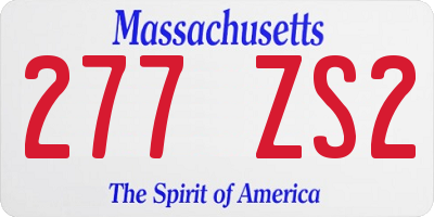 MA license plate 277ZS2