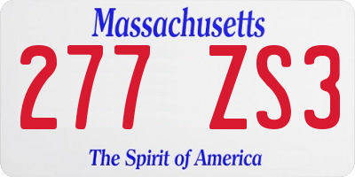 MA license plate 277ZS3
