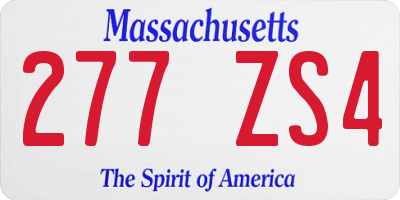 MA license plate 277ZS4