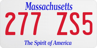 MA license plate 277ZS5