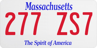 MA license plate 277ZS7