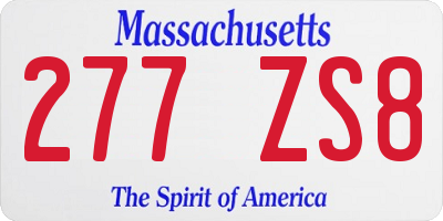MA license plate 277ZS8