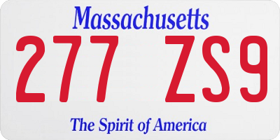 MA license plate 277ZS9