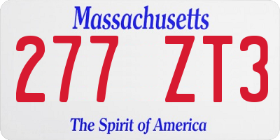 MA license plate 277ZT3