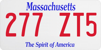 MA license plate 277ZT5