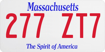 MA license plate 277ZT7