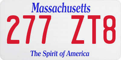 MA license plate 277ZT8