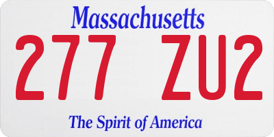 MA license plate 277ZU2