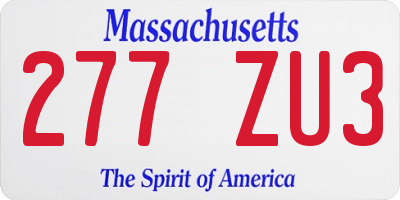 MA license plate 277ZU3