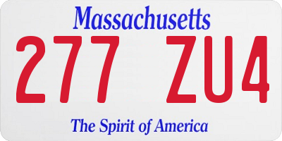 MA license plate 277ZU4