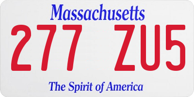 MA license plate 277ZU5