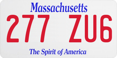 MA license plate 277ZU6