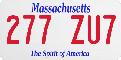 MA license plate 277ZU7