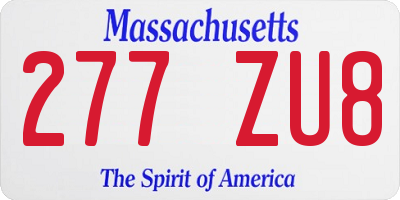 MA license plate 277ZU8