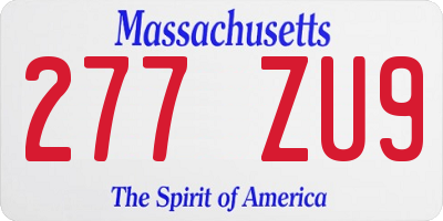 MA license plate 277ZU9