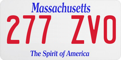 MA license plate 277ZV0