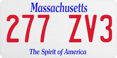 MA license plate 277ZV3