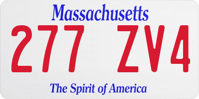 MA license plate 277ZV4