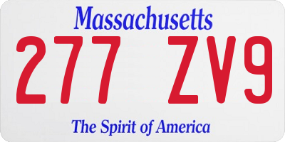 MA license plate 277ZV9