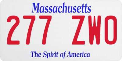MA license plate 277ZW0