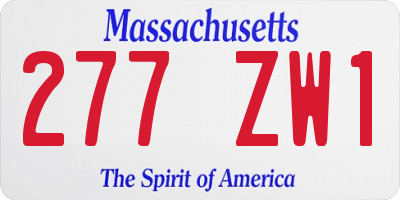 MA license plate 277ZW1