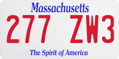 MA license plate 277ZW3