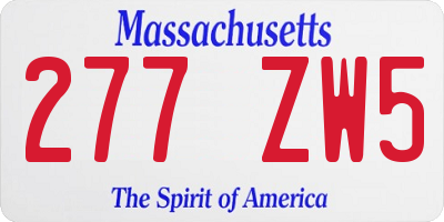 MA license plate 277ZW5