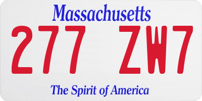 MA license plate 277ZW7