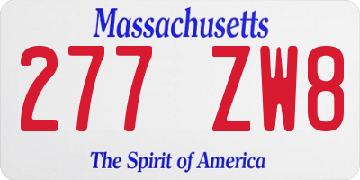 MA license plate 277ZW8