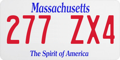MA license plate 277ZX4