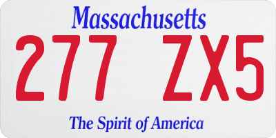MA license plate 277ZX5